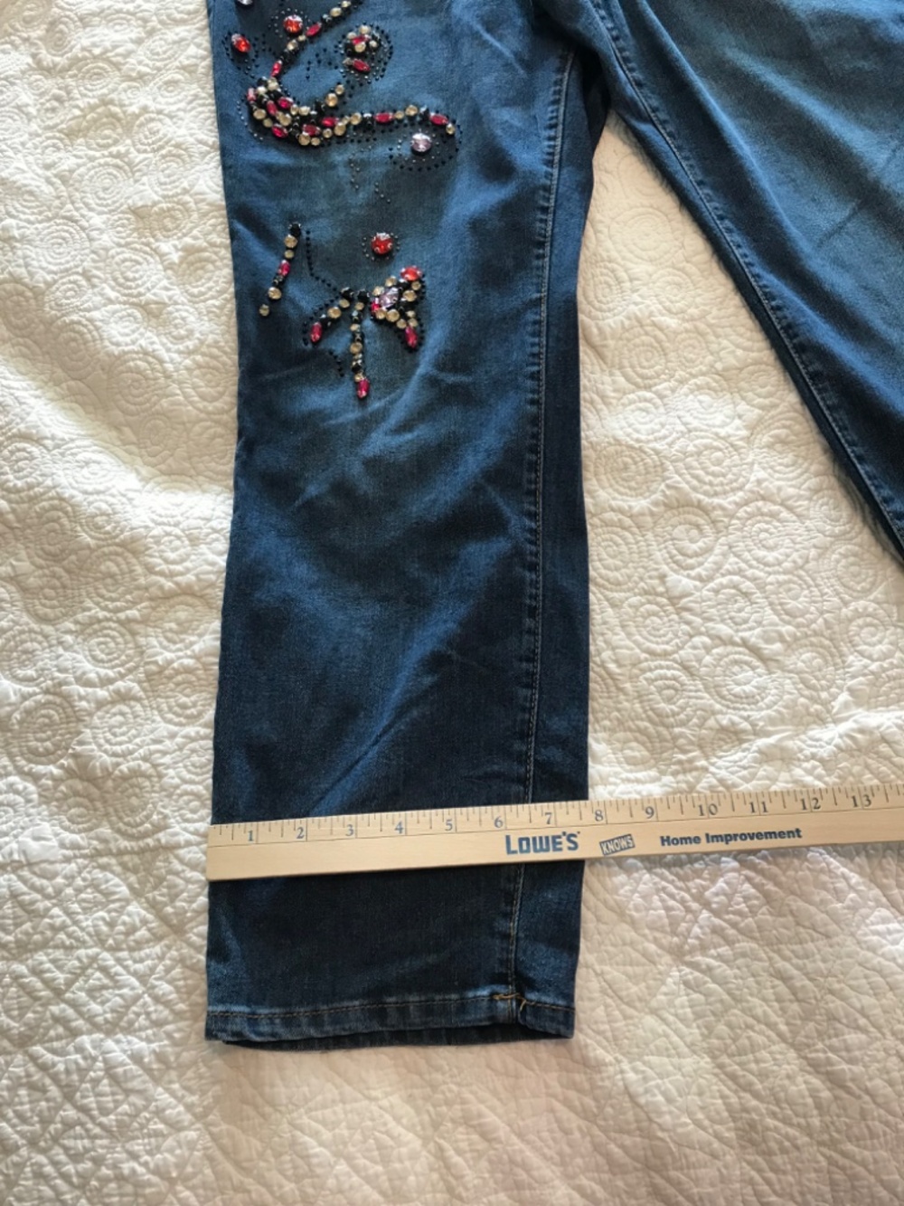 C EST. 1946 Denim colorfully rhinestoned straight legged jeans (14P) —SMALL FLAW - Picture 11 of 16